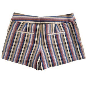 LOFT Riviera Linen Blend Multi-Color Striped Short Shorts Size 4